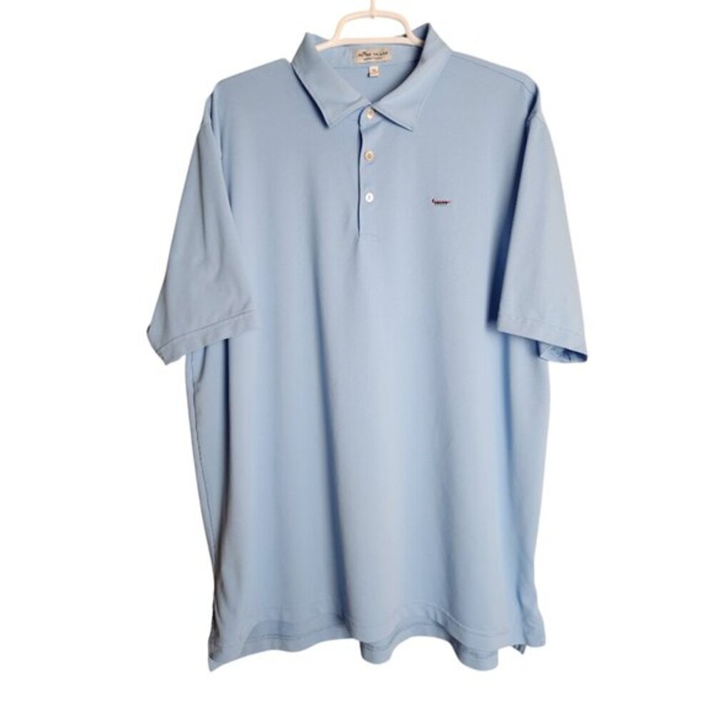 RLX Ralph Lauren Men M Blue‎ White Striped Stretch Golf Polo